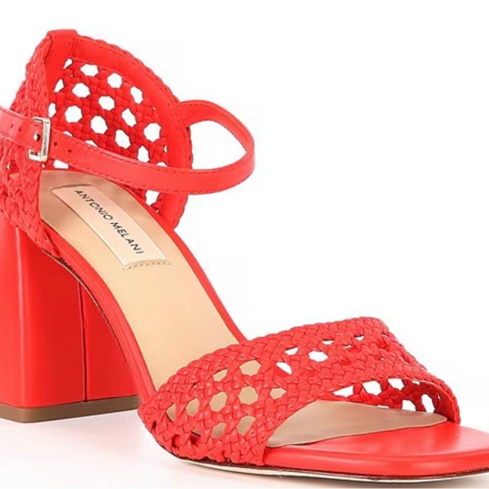 Antonio Melani Red Genuine Leather Women's Sandals